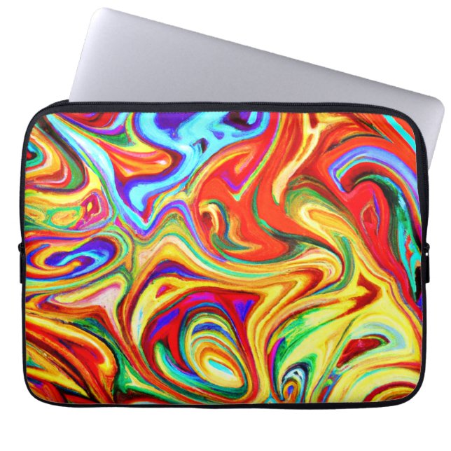 Starkt färgfull Mönster-teckning Laptop Fodral (Framsidan)