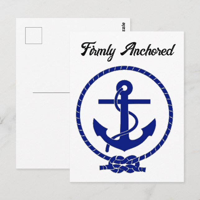 Starkt förankrad Nautical Anchor Coastal Artwork Vykort (Fram/baksida)