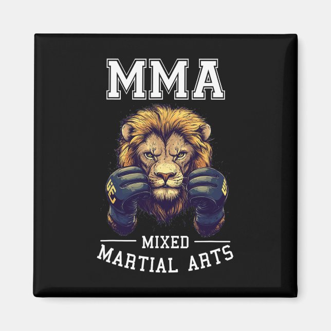 Starkt MMA Lejon - Thai Boxing Cage Fighting Magnet (Framsidan)