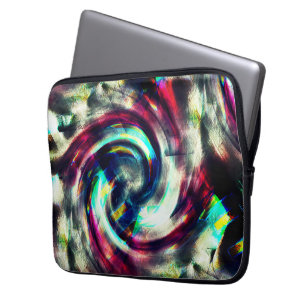 Starkt röd till blå spiral över gråttets råa form laptop fodral