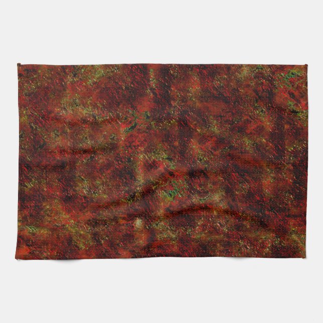 Starkt rödflådd över grovt grått kökshandduk (Horisontell)