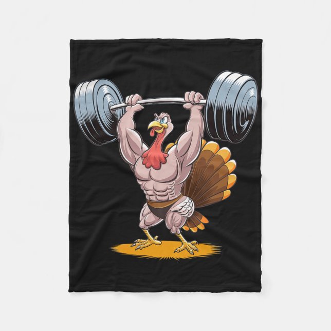 Starkt Turkiet Bodybuilding Thanksgiving Weightlif Fleecefilt (Framsidan)