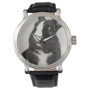 Starled Black and White Bunny Rabbit Armbandsur