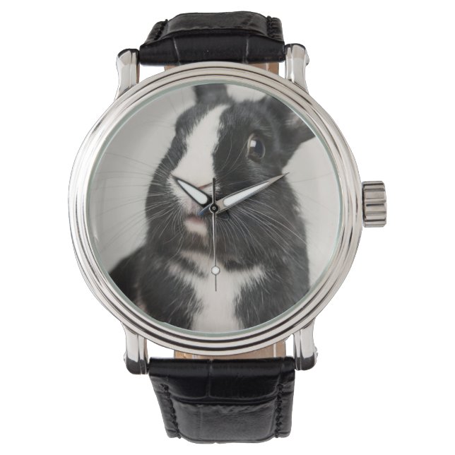 Starled Black and White Bunny Rabbit Armbandsur (Framsida)