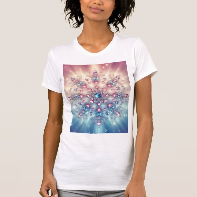 Starlight Crystal Snowflake — Pastel Gem Mandala T Shirt (Framsida)