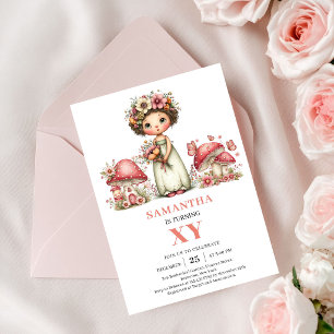 Starlight Fairy 8-års födelsedags Blush Blommig In Inbjudningar