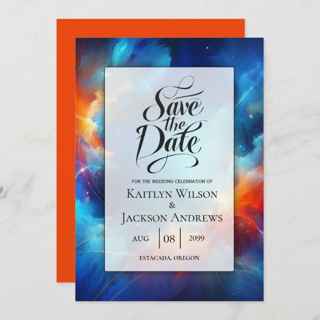 Starlight Fusion of Fire and Ice Bröllop Spara Datumet (Fram/baksida)