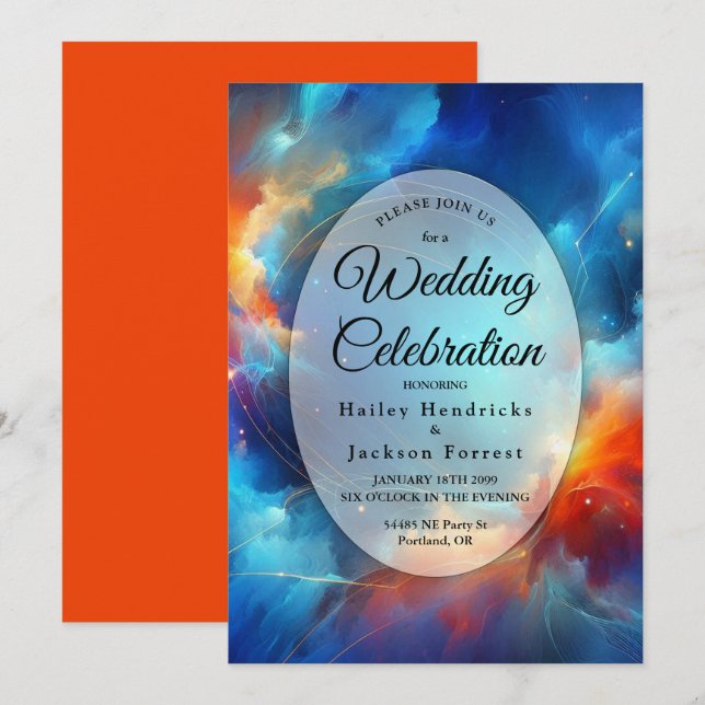 Starlight Fusion of Fire and Ice Wedding Inbjudningar (Fram/baksida)