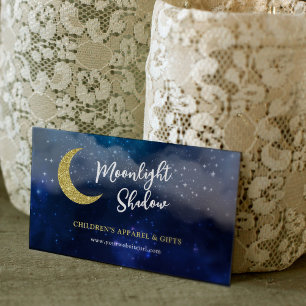 Starlight Galaxy Faux Guld Glitter Måne Visitkort
