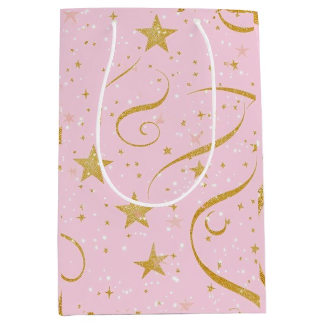 Starlight Gift Bag - Rosa & Guld Star Gift Bag (Framsidan)