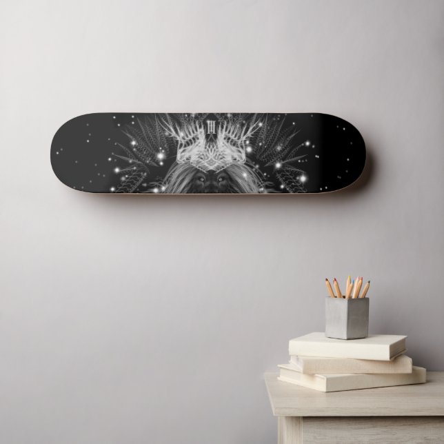 Starlight Lejon med Krona Monogram Black Mini Skateboard Bräda 18,5 Cm (Väggkonst (Horz))