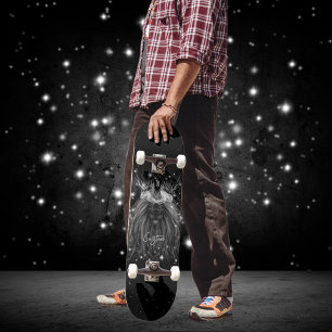 Starlight Lejon med Krona Monogram Black Mini Skateboard Bräda 18,5 Cm