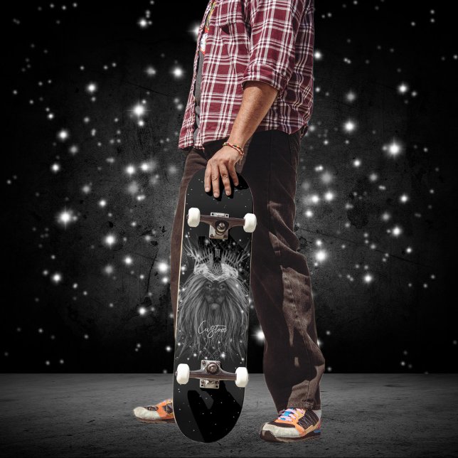 Starlight Lejon med Krona Monogram Black Mini Skateboard Bräda 18,5 Cm (Skapare uppladdad)