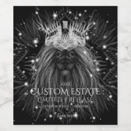 Starlight Lejon med Krona Monogram Black Vinflaska Etikett