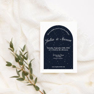 Starlight Navy Blue Arch & Stars Bröllop Inbjudningar
