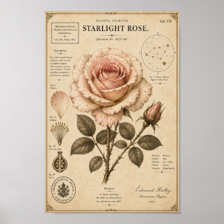 Starlight Rose Victorian Botanical Museumtryck Poster