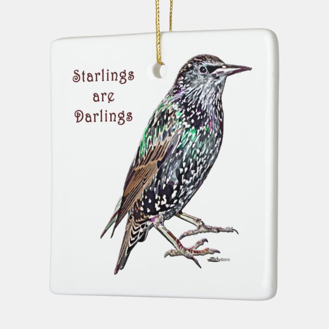Starlings är mörklingar julgransprydnad keramik (Vänster)