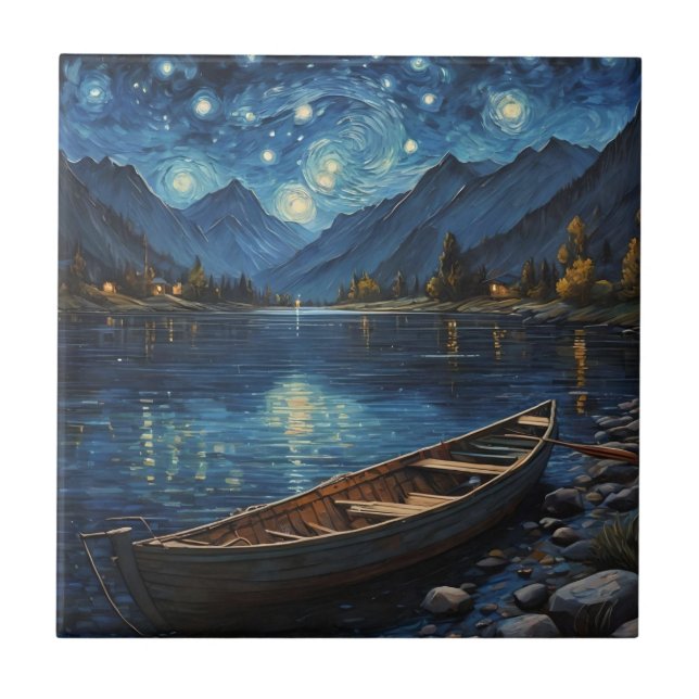 "Starlit Drift: Fiske under Cosmos Kakelplatta (Framsidan)