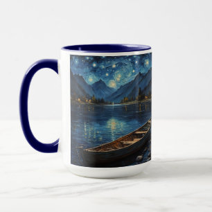 "Starlit Drift: Fiske under Cosmos Mugg