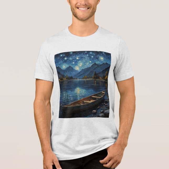 "Starlit Drift: Fiske under Cosmos T Shirt (Framsida)