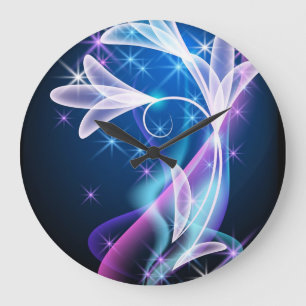 Starlit Elegance: Blommigt Design Deep Blue klocka
