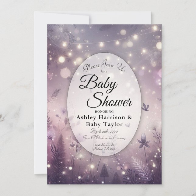 Starlit Enchantment in Bloom Baby Shower Inbjudningar (Framsida)