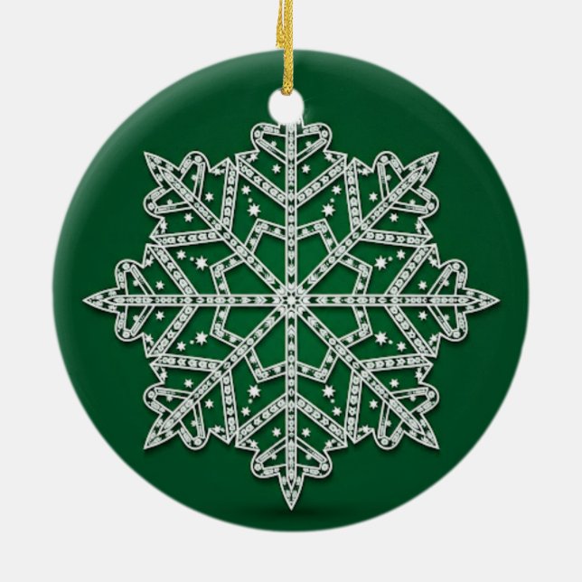 Starlit Evergreen Snowflake — Elegant Ornament (Baksidan)