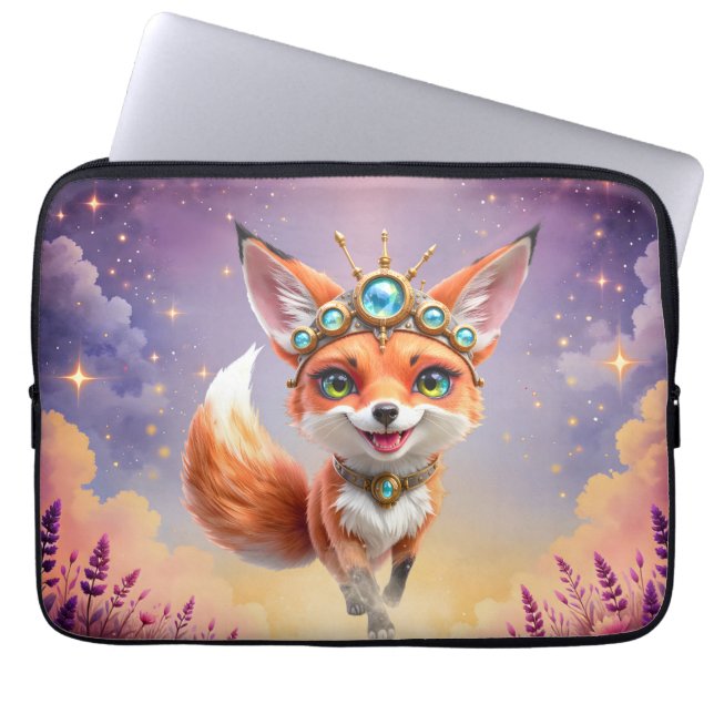 Starlit Fox of the Moonlit Meadows.  Laptop Fodral (Framsidan)