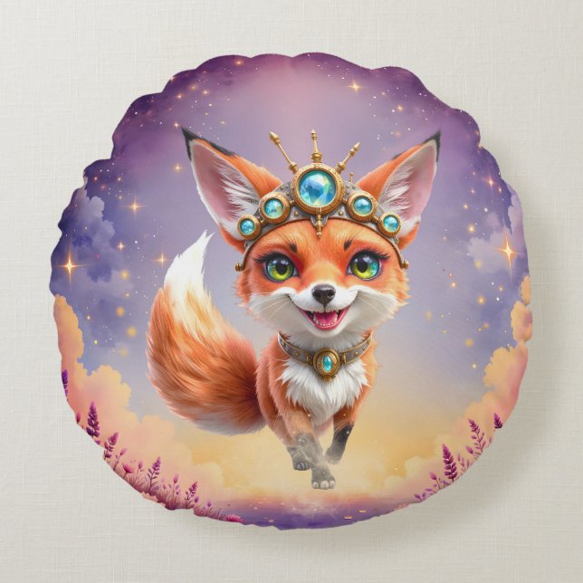 Starlit Fox of the Moonlit Meadows.  Rund Kudde (Framsidan)