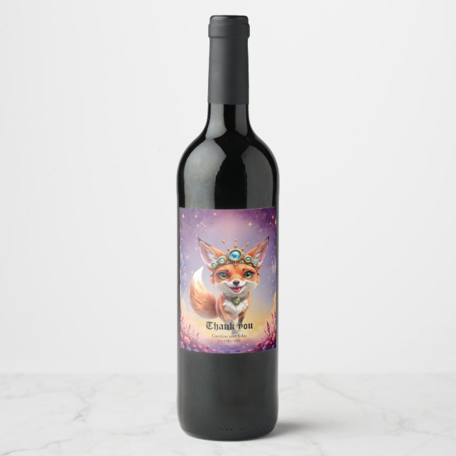 Starlit Fox of the Moonlit Meadows.  Vinflaska Etikett (Framsida)