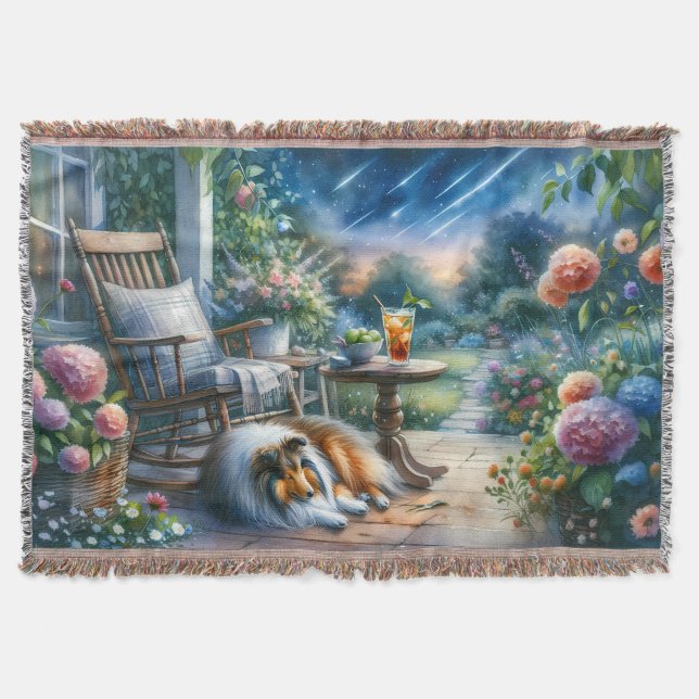 Starlit Garden Porch Sheltie Dream Filt (Framsidan)