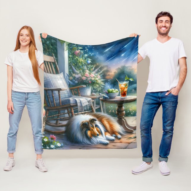 Starlit Garden Porch Sheltie Dream Fleecefilt (På plats)