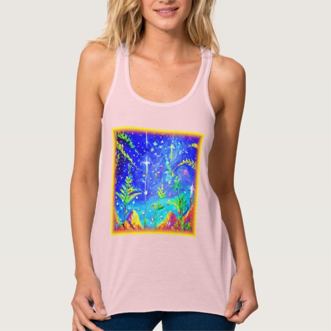 "Starlit Jungle" Cute Painting. Köp nu Linne Med Racerback (Framsida)