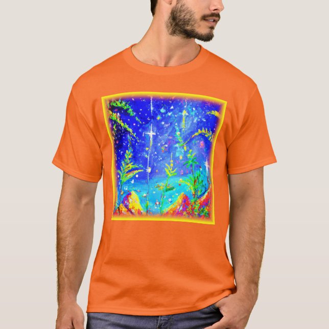 "Starlit Jungle" Cute Painting. Köp nu T Shirt (Framsida)