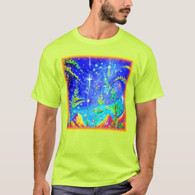 "Starlit Jungle" Cute Painting. Köp nu T Shirt (Framsida)