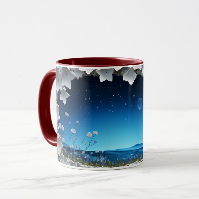 Starlit Night Garden Ceramic Coffee Mugg ☕ (Framsida vänster)