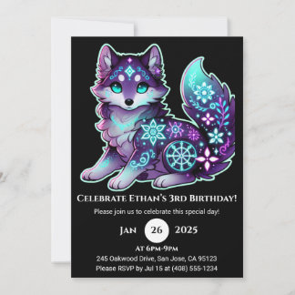 Starlit Spirit Varg Birthday-inbjudan Inbjudningar