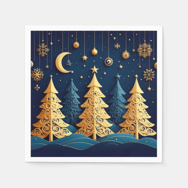 Starlit Tree Dream – Golden Whimsy Pappersservett (Framsidan)