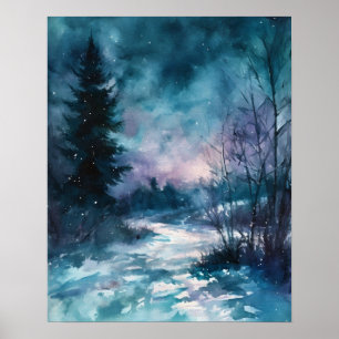 Starlit Väg genom frosten Poster