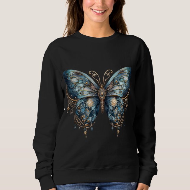 Starlit Wings Celestial Moth – Gothic Witchy T Shirt (Framsida)