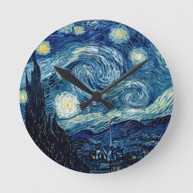 Starnatten av Vincent Van Gogh Rund Klocka (Framsida)