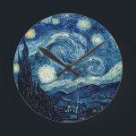 Starnatten av Vincent Van Gogh Rund Klocka<br><div class="desc">Starnatten av Vincent Van Gogh</div>