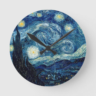 Starnatten av Vincent Van Gogh Rund Klocka