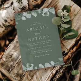 Starning Sage Grönt Löv Elegant bröllop Inbjudningar
