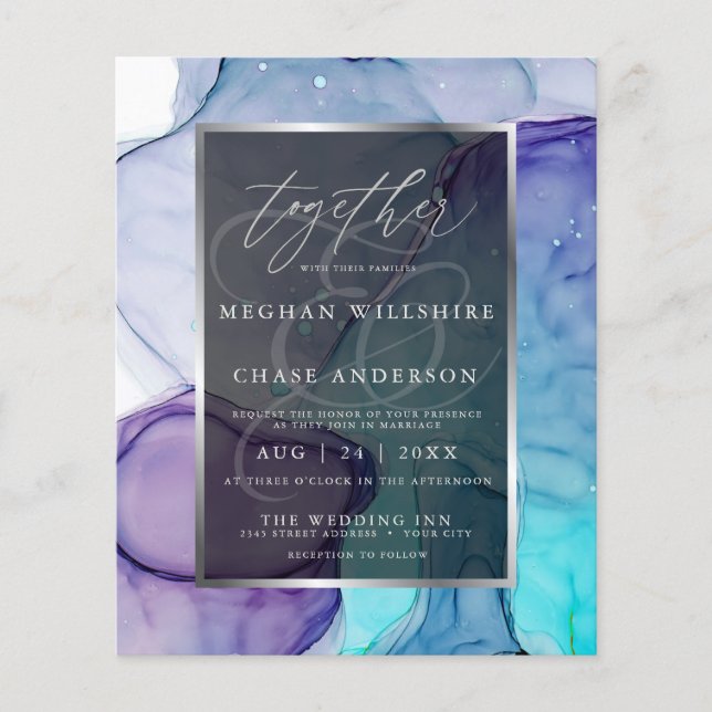 Starning Violet Aqua Liquid Abstrakt Bläck 2 (Framsida)