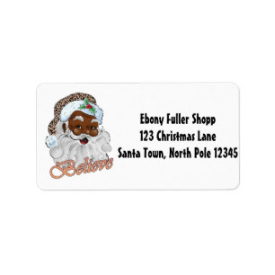 Starong Black Santa Melanin Chrismas Claus Manar Adressetikett