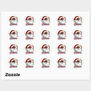 Starong Black Santa Melanin Chrismas Claus Manar Runt Klistermärke