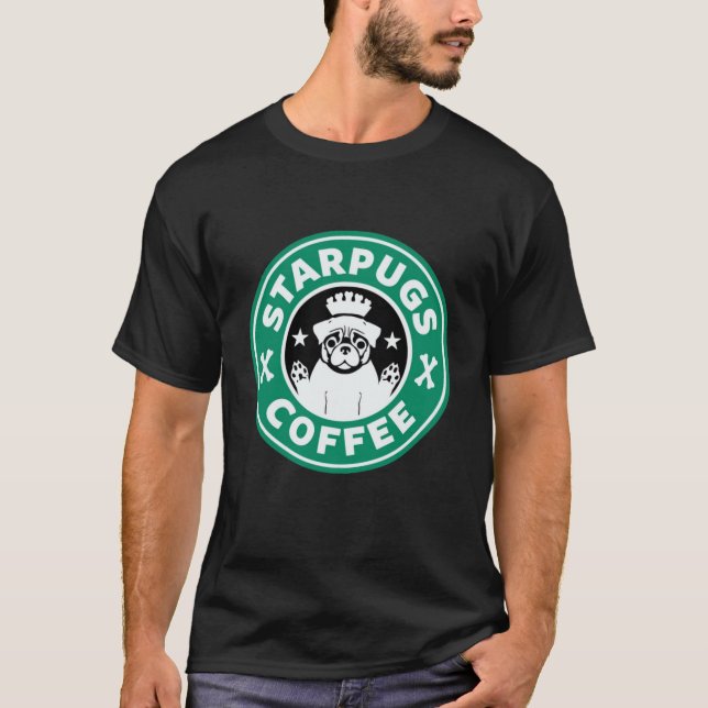 Starpuggkope Kaffe Funny Pug T Shirt (Framsida)
