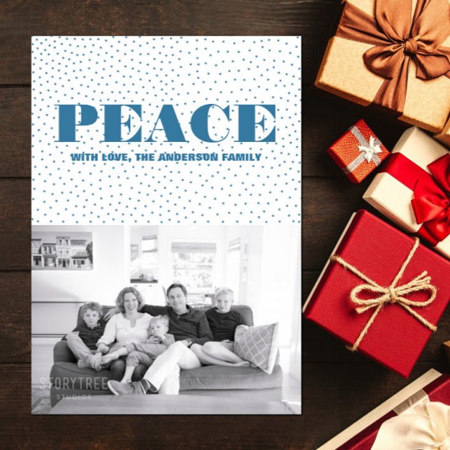 Starred blått för kort | för fredhelgdagfoto (Starred Peace Holiday Photo Card - blue)