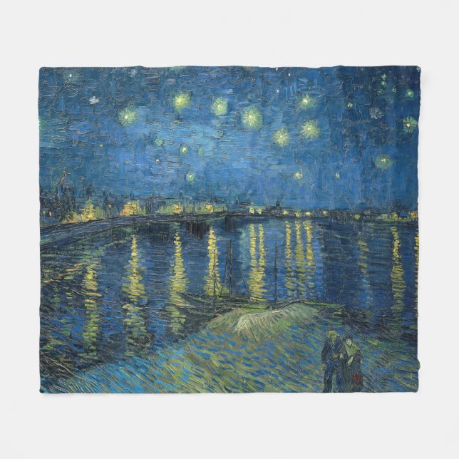 Starrinatten över floden Rhone (av van Gogh) Fleecefilt (Framsidan (Horisontell))